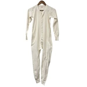 Vintage 1940s Healthknit Cotton One Piece Long Underwear White 40